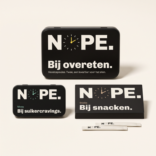 NOPE. tin, NOPE. Mints en NOPE. Sticks naast elkaar
