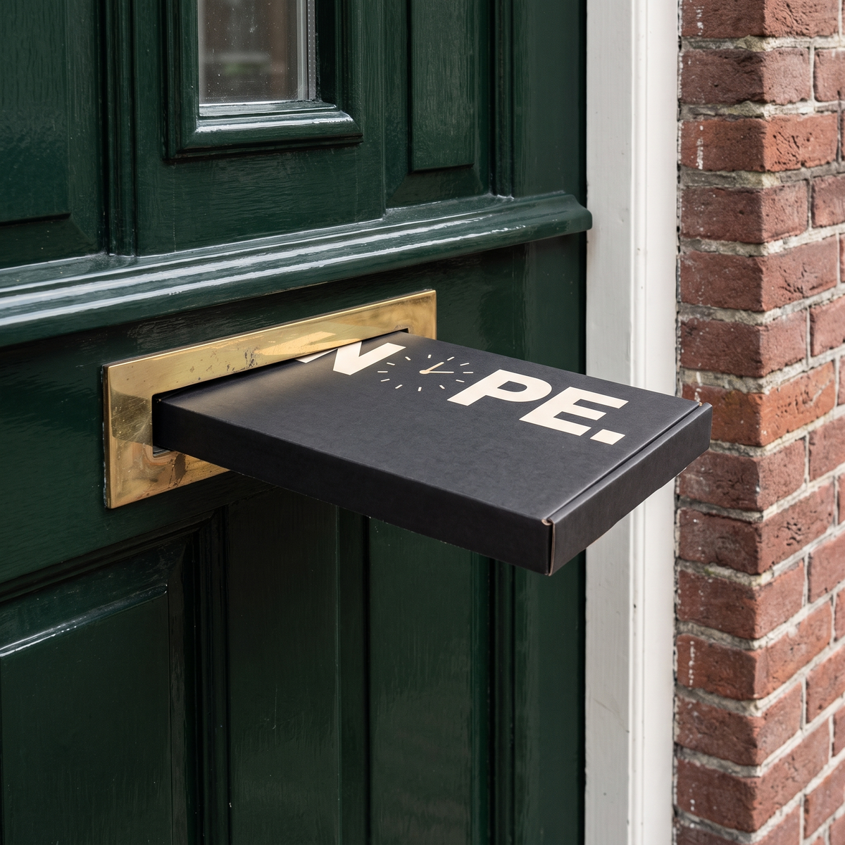 NOPE. doos past door de brievenbus